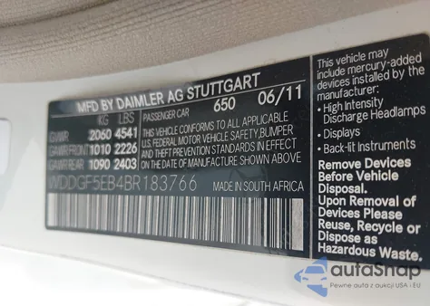 2011 Mercedes-Benz C 300 Luxury/Sport из США, поврежденный, VIN WDDGF5EB4BR183766